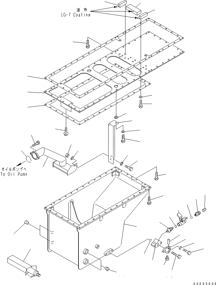 Схема запчастей Komatsu SAA12V140E-3B-02 - МАСЛЯНЫЙ ПОДДОН И ВСАСЫВАЮЩИЙ ПАТРУБОК (PRE-LUB СПЕЦ-Я.) (FAST МАСЛ. FILL ДВИГАТЕЛЬ T/M BRK WIGGINGS)(№7-) ДВИГАТЕЛЬ