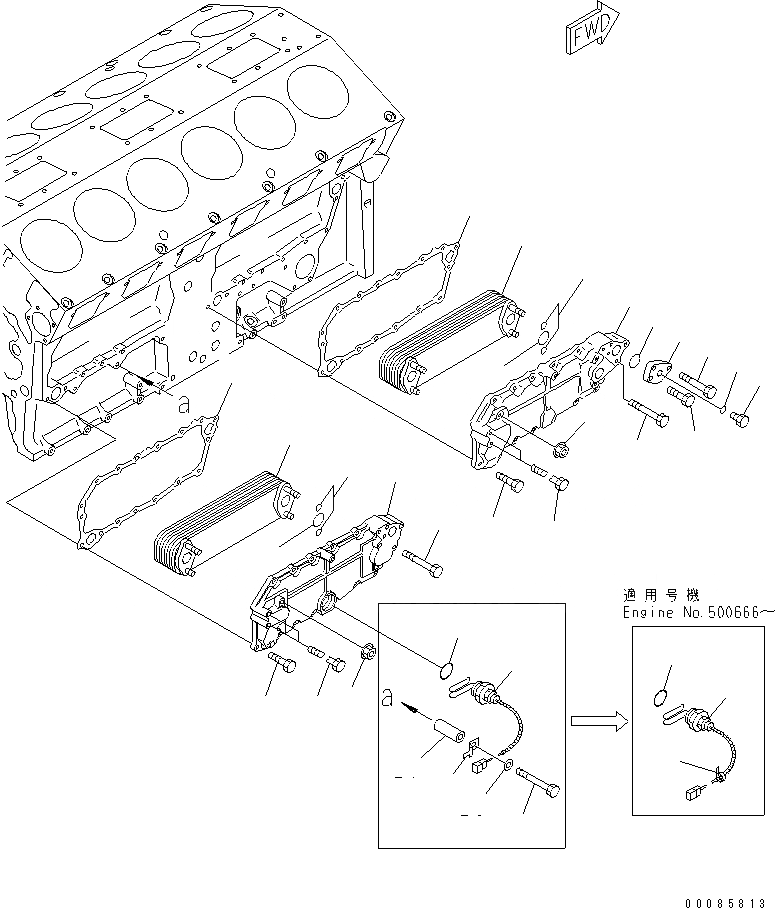 Схема запчастей Komatsu SAA12V140E-3B-02 - МАСЛООХЛАДИТЕЛЬ (МОРОЗОУСТОЙЧИВ. СПЕЦИФИКАЦИЯ.)+(PM CLINIC СПЕЦ-Я.)(№-) ДВИГАТЕЛЬ