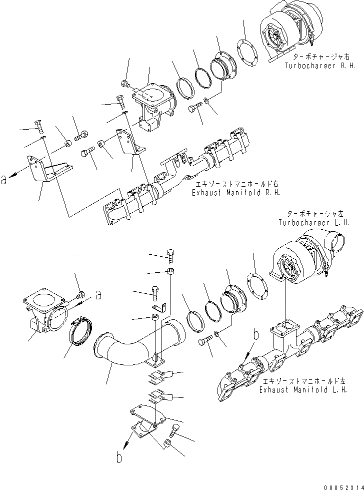 Схема запчастей Komatsu SAA12V140E-3C-02 - ВЫПУСКН. ПАТРУБОК КРЕПЛЕНИЕ(№-) ДВИГАТЕЛЬ
