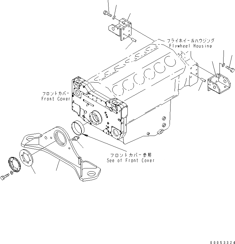 Схема запчастей Komatsu SAA12V140E-3C-02 - ДВИГАТЕЛЬ СУППОРТ И КОРПУС(№-) ДВИГАТЕЛЬ