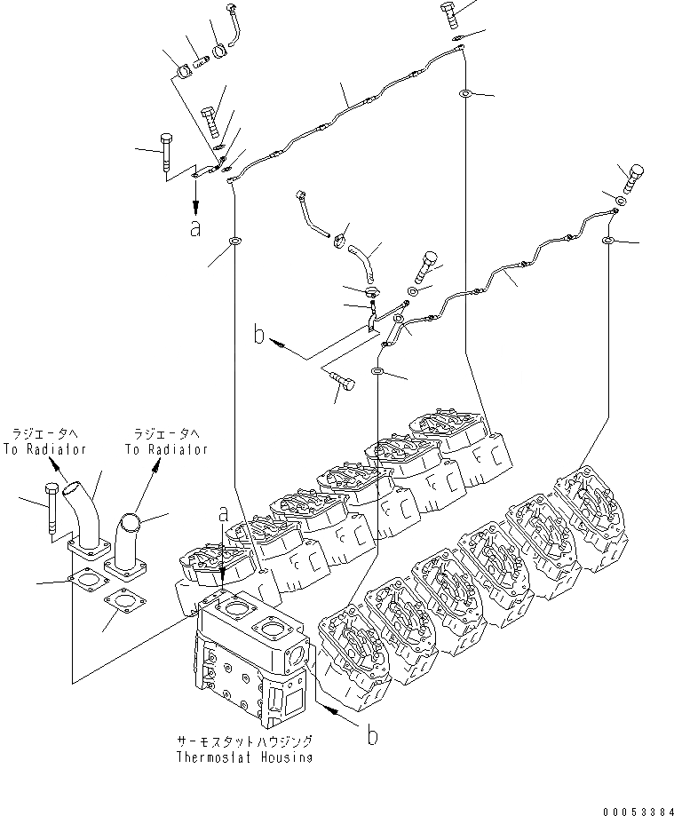 Схема запчастей Komatsu SAA12V140E-3C-02 - ВОЗДУШН. ВЕНТИЛЯЦИЯ ТРУБЫ И ВОДН. ВЫПУСКН. (БЕЗ АНТИКОРРОЗ. ЭЛЕМЕНТА)(№-) ДВИГАТЕЛЬ