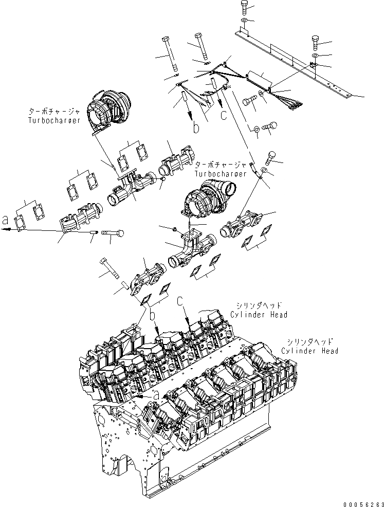 Схема запчастей Komatsu SAA12V140E-3D-02 - ВЫПУСКНОЙ КОЛЛЕКТОР (VHMS СПЕЦ-Я.)(№7-) ДВИГАТЕЛЬ