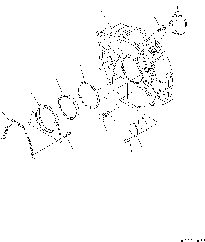 Схема запчастей Komatsu SAA4D102E-2-W6 - КАРТЕР МАХОВИКА(№88-) ДВИГАТЕЛЬ
