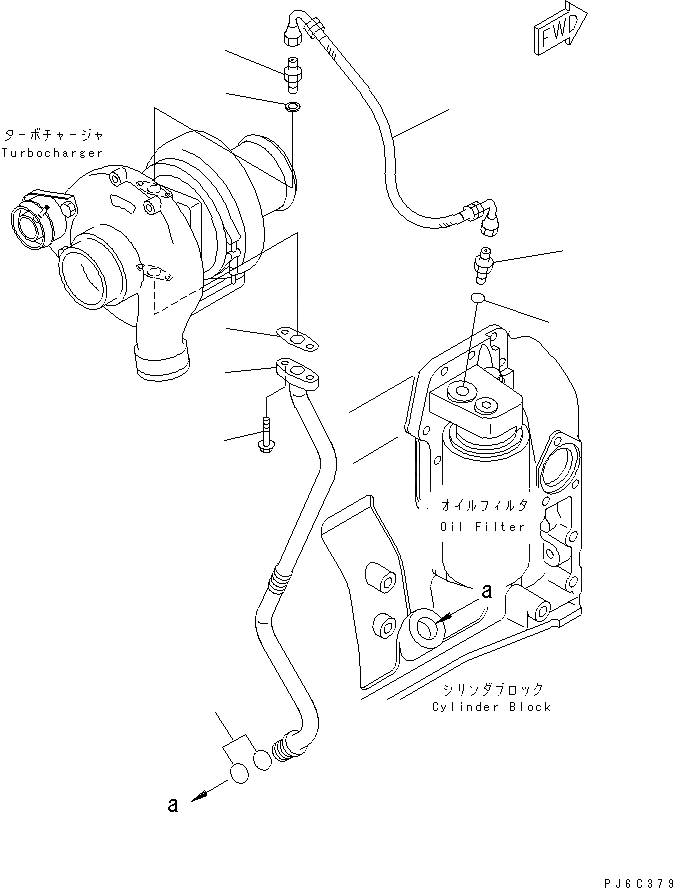 Схема запчастей Komatsu SAA4D102E-2C-4 - МАСЛОПРОВОДЯЩИЕ ТРУБКИ ТУРБОНАГНЕТАТЕЛЯ(№7777-) ДВИГАТЕЛЬ