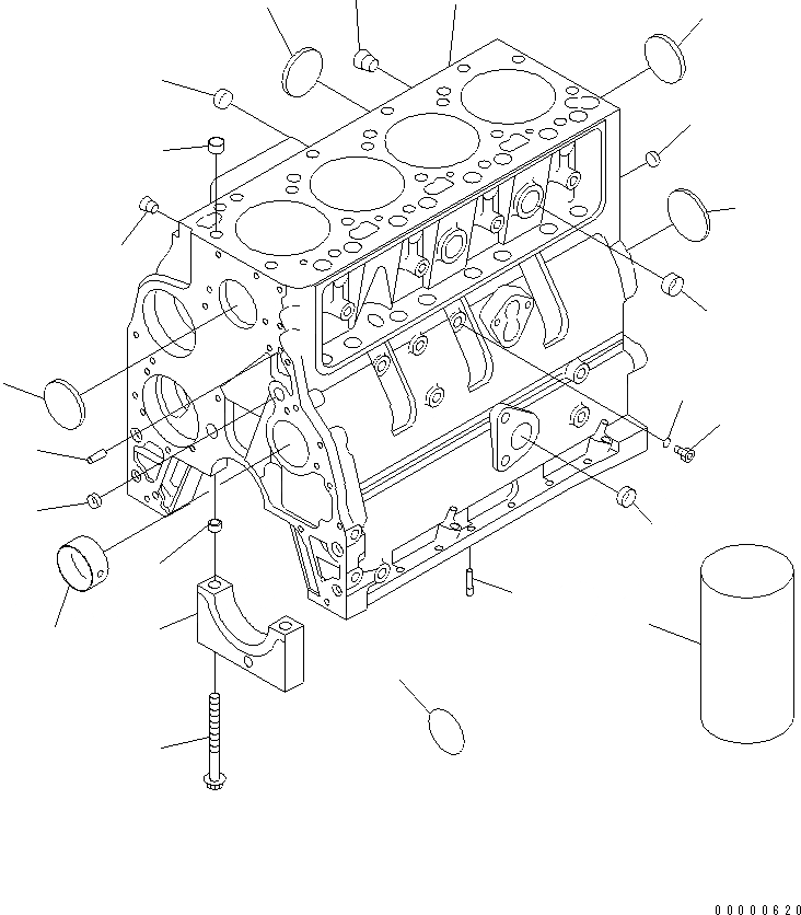 Схема запчастей Komatsu SAA4D102E-2-W3 - БЛОК ЦИЛИНДРОВ(№9-) ДВИГАТЕЛЬ