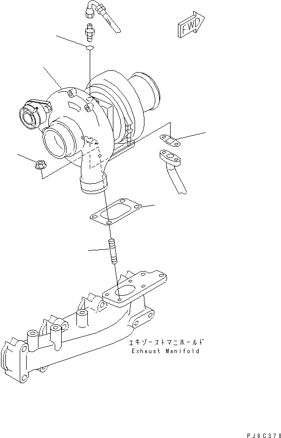Схема запчастей Komatsu SAA4D102E-2A-B4 - КРЕПЛЕНИЕ ТУРБОНАГНЕТАТЕЛЯ(№7777-) ДВИГАТЕЛЬ