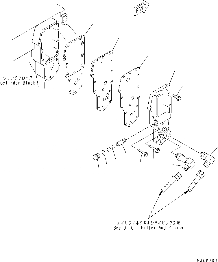 Схема запчастей Komatsu SAA4D102E-2E-B4 - МАСЛООХЛАДИТЕЛЬ COVER(№8-) ДВИГАТЕЛЬ