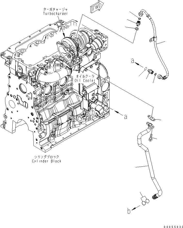 Схема запчастей Komatsu SAA4D107E-1A-W - МАСЛОПРОВОДЯЩИЕ ТРУБКИ ТУРБОНАГНЕТАТЕЛЯ ДВИГАТЕЛЬ