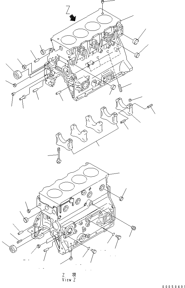 Схема запчастей Komatsu SAA4D95LE_5A - БЛОК ЦИЛИНДРОВ ДВИГАТЕЛЬ