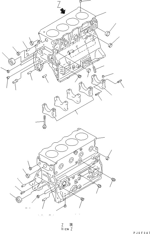 Схема запчастей Komatsu SAA4D95LE-3A-4M - БЛОК ЦИЛИНДРОВ(№7-) ДВИГАТЕЛЬ