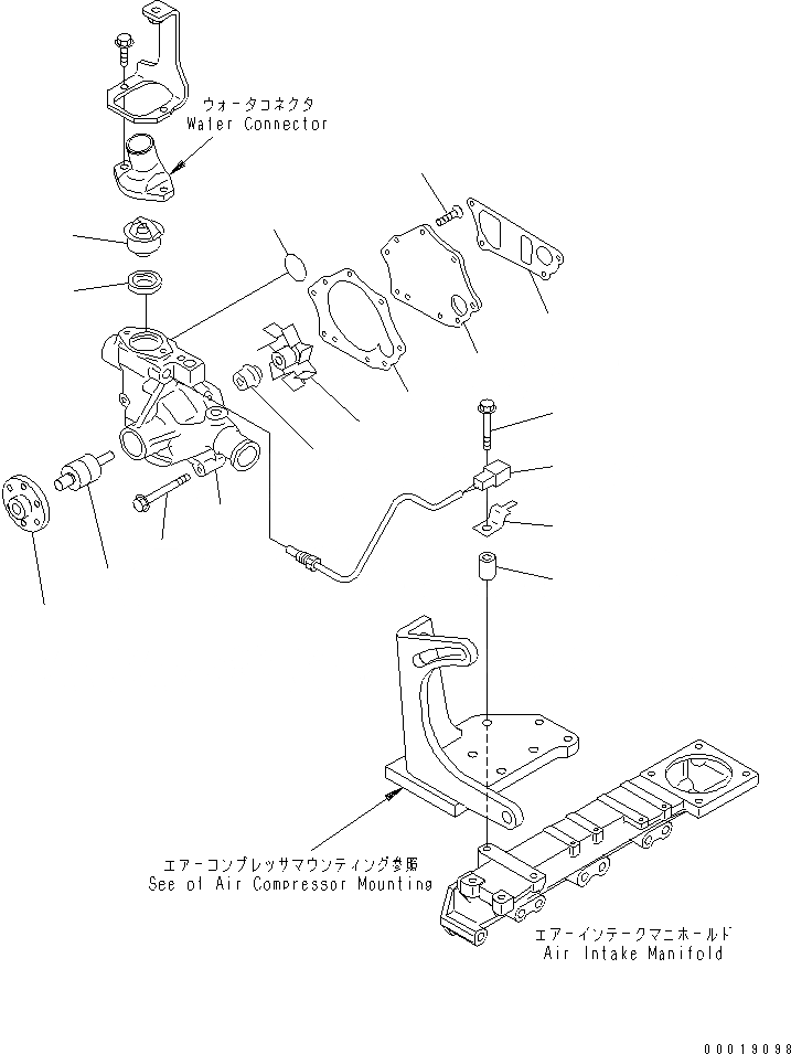 Схема запчастей Komatsu SAA4D95LE-3A-4M - ВОДЯНАЯ ПОМПА(№7-) ДВИГАТЕЛЬ