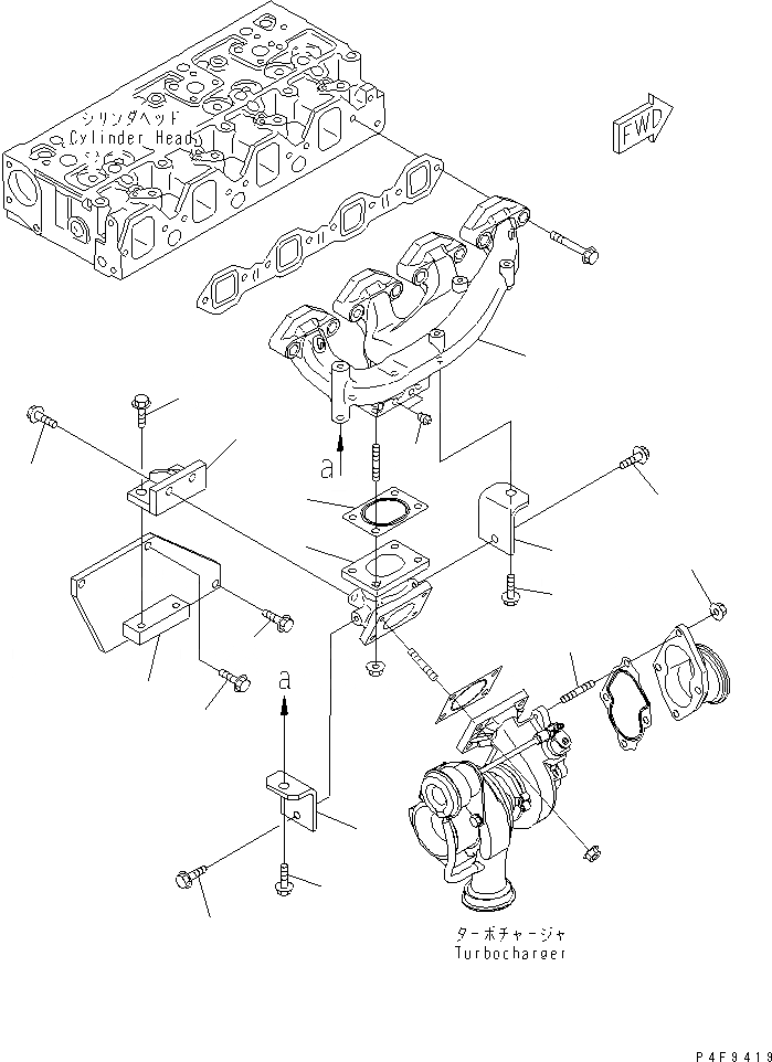 Схема запчастей Komatsu SAA4D95LE-5-CX - ВЫПУСКНОЙ КОЛЛЕКТОР ДВИГАТЕЛЬ