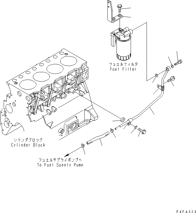 Схема запчастей Komatsu SAA4D95LE-5-CX - ДОПОЛН. ТРУБЫ ТОПЛ. ФИЛЬТРА(№88-) ДВИГАТЕЛЬ