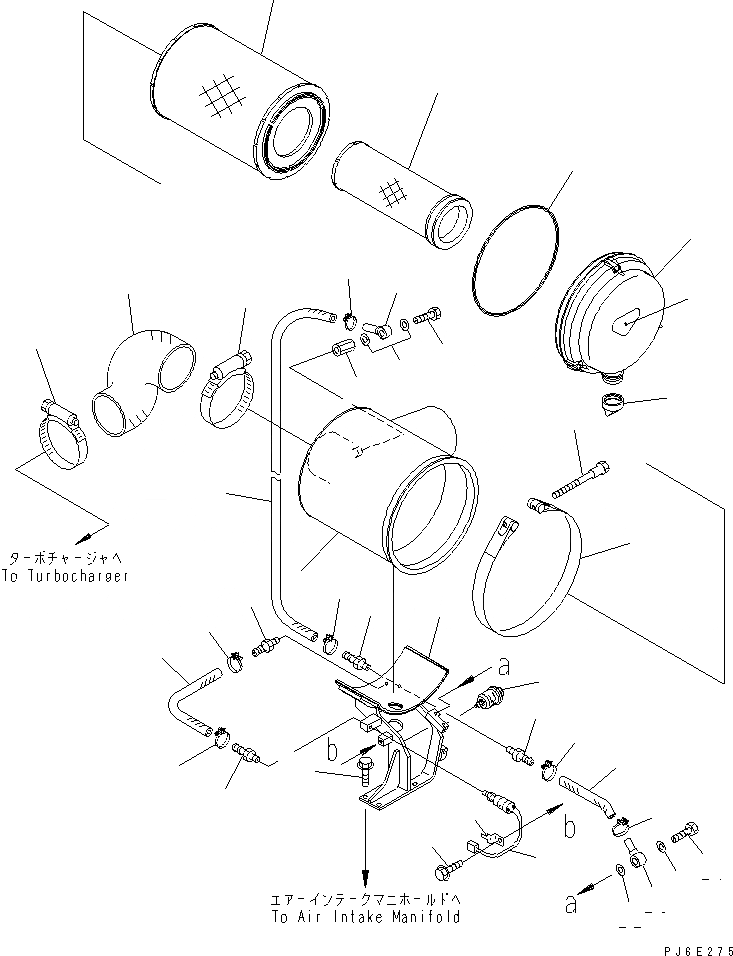 Схема запчастей Komatsu SAA6D125E-3B-8W - ВОЗДУХООЧИСТИТЕЛЬ(№-) ДВИГАТЕЛЬ