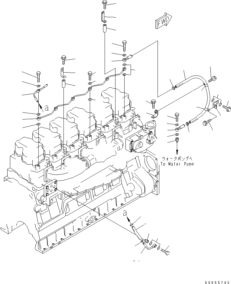 Схема запчастей Komatsu SAA6D140E-3B-8 - ВОДЯНАЯ ПОМПА (ВОДН. ОХЛАЖД-Е ТУРБОНАГНЕТАТЕЛЬ СПЕЦ-Я.)(№8-) ДВИГАТЕЛЬ