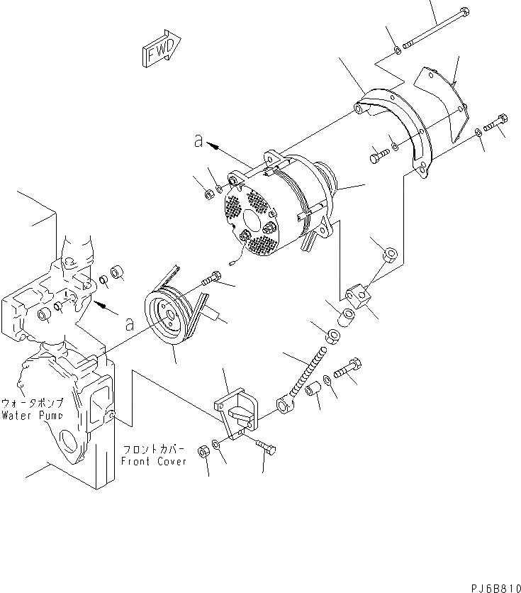 Схема запчастей Komatsu SAA6D140E-3B-8 - КРЕПЛЕНИЕ ГЕНЕРАТОРА (A) (КРОМЕ ЯПОН.)(№-) ДВИГАТЕЛЬ
