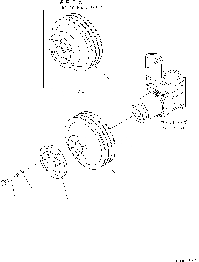 Схема запчастей Komatsu SAA6D170E-3F-8 - ШКИВ ВЕНТИЛЯТОРА(№9-) ДВИГАТЕЛЬ
