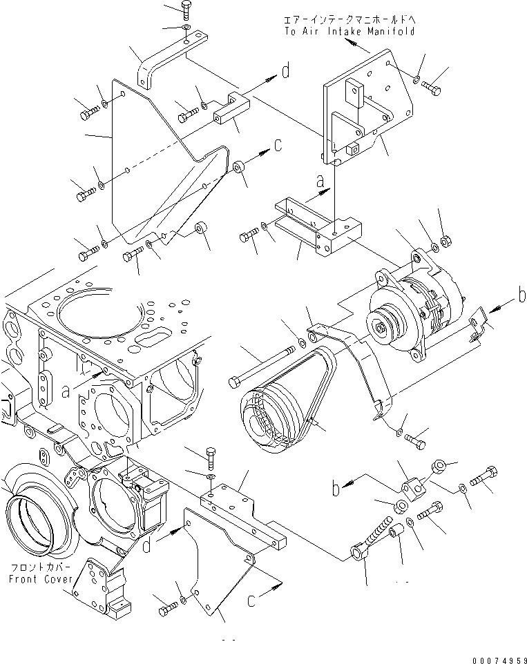 Схема запчастей Komatsu SAA6D170E-3F-8 - КРЕПЛЕНИЕ ГЕНЕРАТОРА (A) (MSHA СПЕЦ-Я.)(№-) ДВИГАТЕЛЬ
