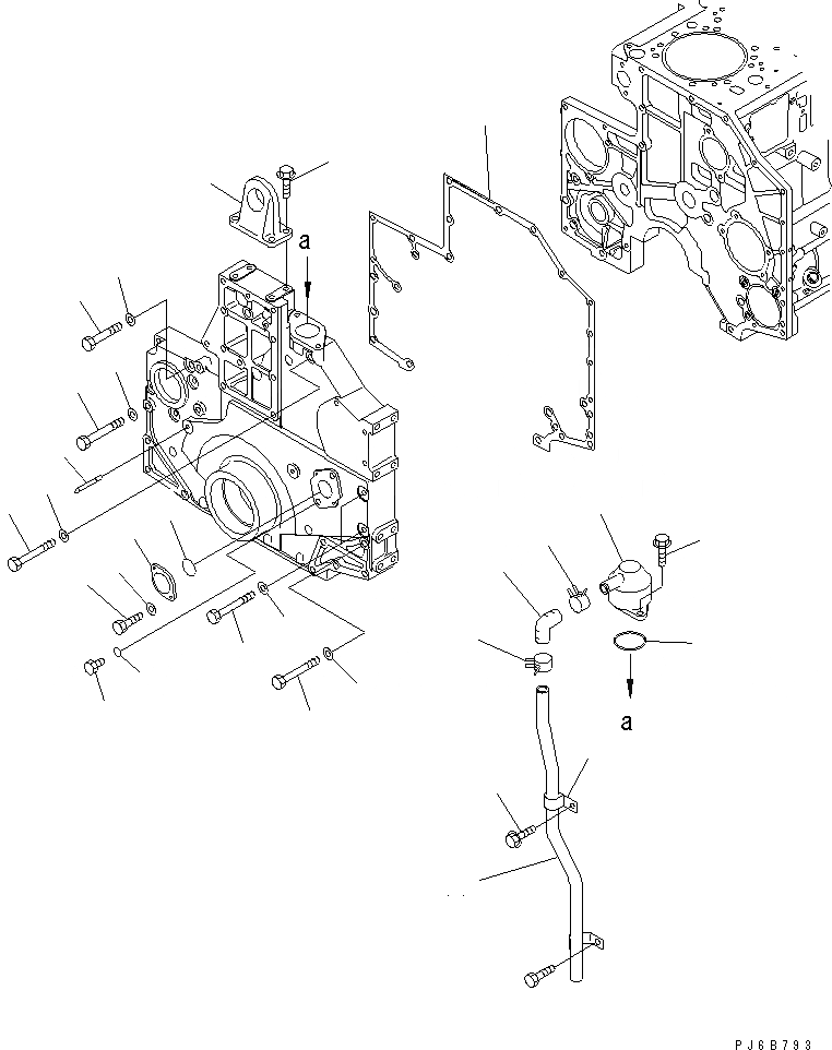 Схема запчастей Komatsu SAA6D140E-3A-8 - ПЕРЕДН. КРЫШКАКРЕПЛЕНИЕ И САПУН(№-) ДВИГАТЕЛЬ