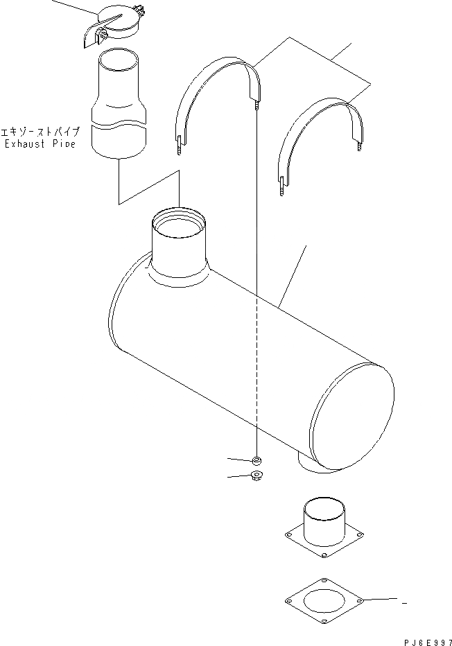 Схема запчастей Komatsu SAA6D140E-3C-8 - ГЛУШИТЕЛЬ (ДЛЯ PC8-)(№-) ДВИГАТЕЛЬ