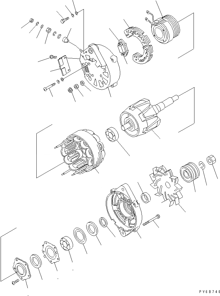 Схема запчастей Komatsu SAA6D140E-3D-8 - ГЕНЕРАТОР (9A) (С ЗАКАЛЕННЫМ ШКИВОМ) (ВНУТР. ЧАСТИ)(№-) ДВИГАТЕЛЬ