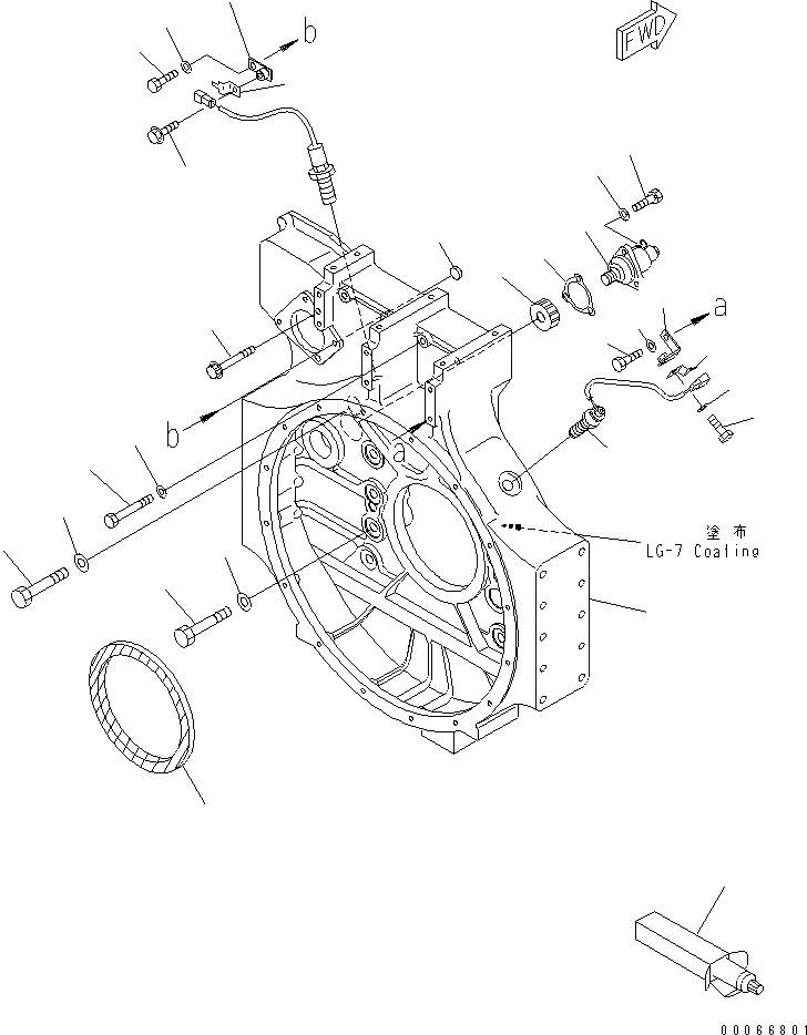 Схема запчастей Komatsu SAA6D170E-3B-8 - КАРТЕР МАХОВИКА(№-) ДВИГАТЕЛЬ