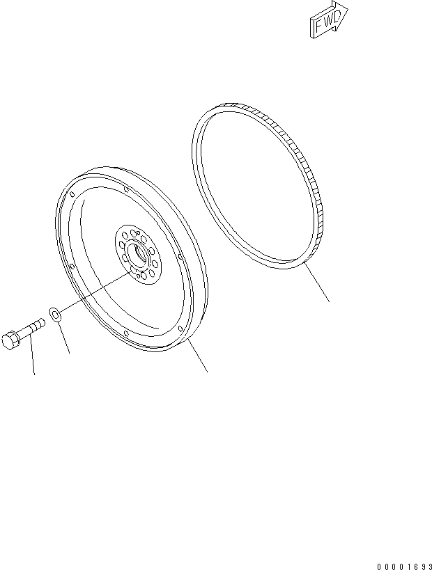 Схема запчастей Komatsu SAA6D170E-3B-8 - МАХОВИК(№-) ДВИГАТЕЛЬ