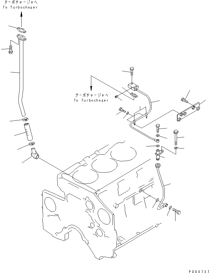 Схема запчастей Komatsu SAA6D140E-2D-8 - МАСЛОПРОВОДЯЩИЕ ТРУБКИ ТУРБОНАГНЕТАТЕЛЯ(№88-) ДВИГАТЕЛЬ