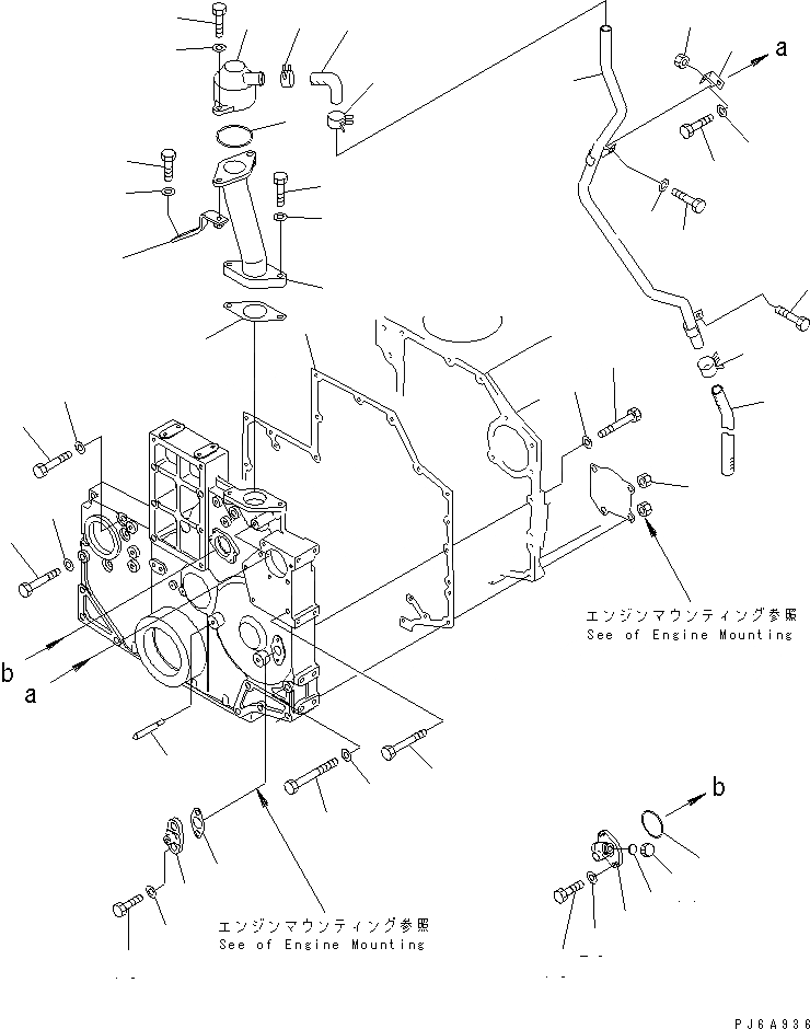 Схема запчастей Komatsu SAA6D140E-2D-8 - ПЕРЕДН. КРЫШКАКРЕПЛЕНИЕ (ТРОПИЧЕСКАЯ СПЕЦИФИКАЦИЯ)(№799-) ДВИГАТЕЛЬ