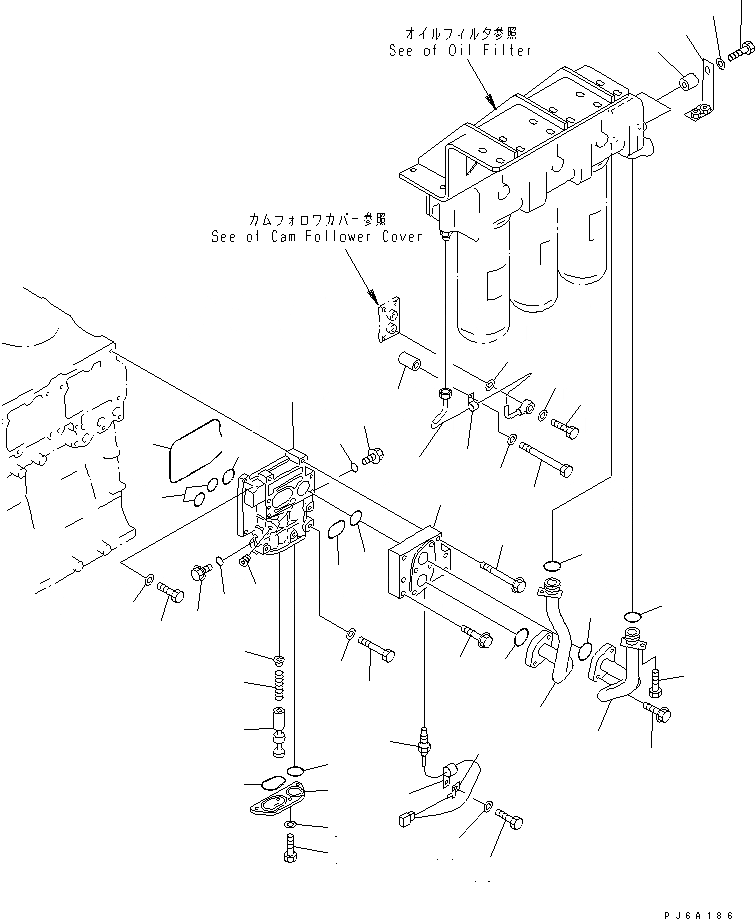 Схема запчастей Komatsu SAA6D140E-2D-8 - МАСЛ. АДАПТЕР(№77-) ДВИГАТЕЛЬ