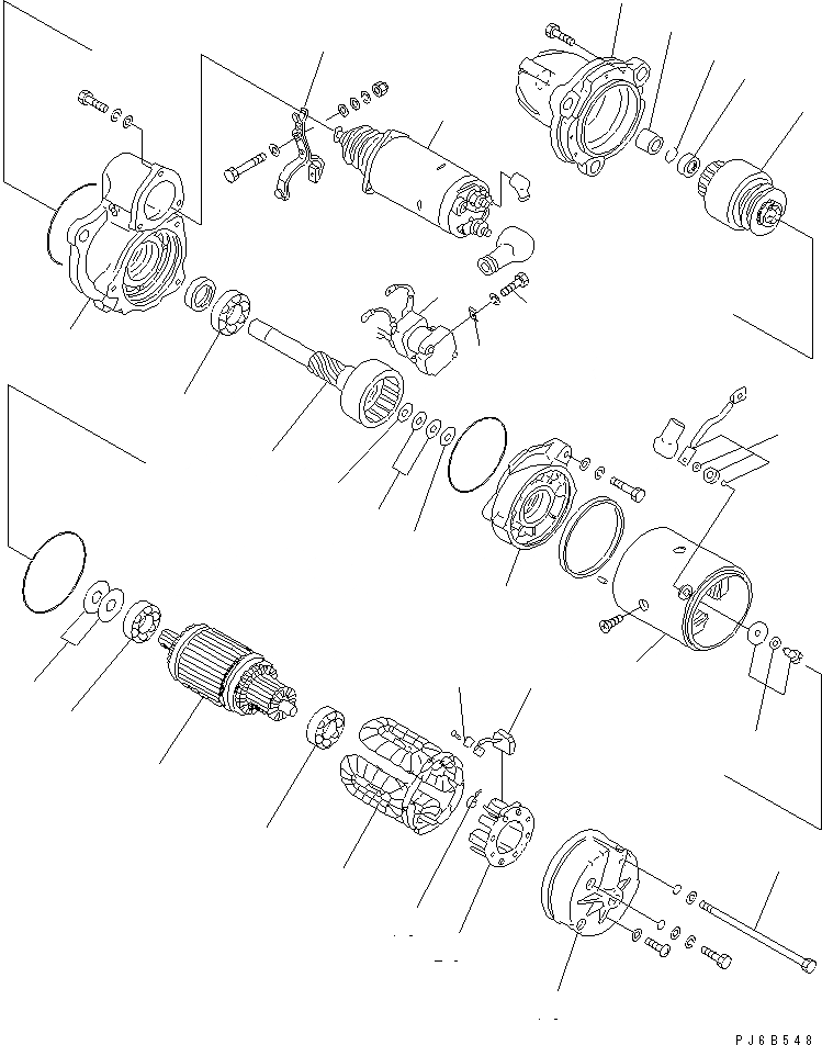 Схема запчастей Komatsu SAA6D140E-2D-8 - СТАРТЕР (7.KW) (ВНУТР. ЧАСТИ)(№88-8) ДВИГАТЕЛЬ