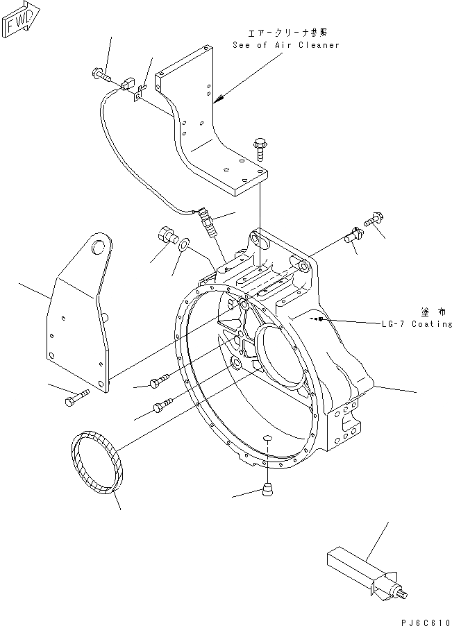 Схема запчастей Komatsu SAA6D140E-3E-8 - КАРТЕР МАХОВИКА(№-) ДВИГАТЕЛЬ