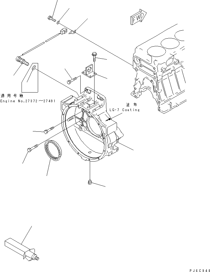 Схема запчастей Komatsu SAA6D140E-2E-8 - КАРТЕР МАХОВИКА(№77-) ДВИГАТЕЛЬ