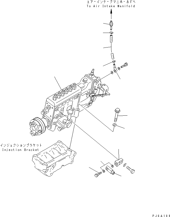 Схема запчастей Komatsu SAA6D140E-2E-8 - КРЕПЛЕНИЕ ТОПЛ. НАСОСА(№77-) ДВИГАТЕЛЬ