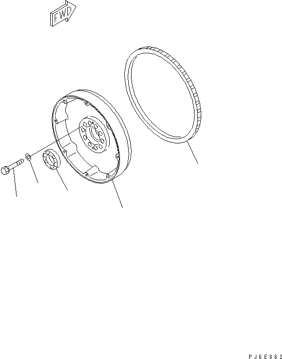Схема запчастей Komatsu SAA6D170E-3F-8 - МАХОВИК(№9-) ДВИГАТЕЛЬ
