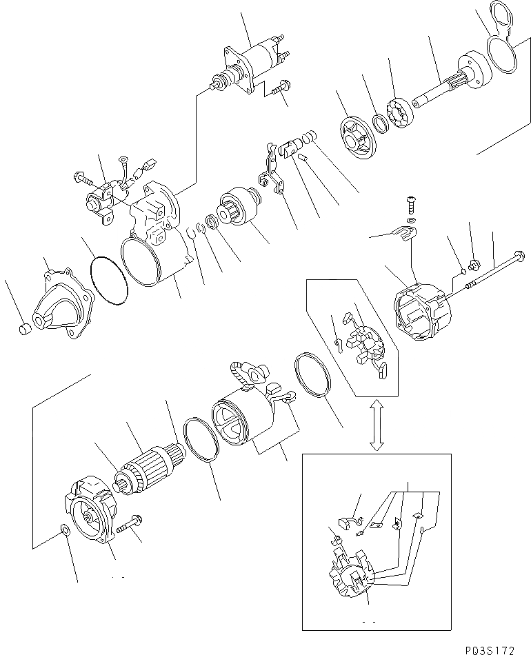 Схема запчастей Komatsu SAA6D108E-2A-8 - СТАРТЕР (7.KW) (ВНУТР. ЧАСТИ)(№78-79) ДВИГАТЕЛЬ