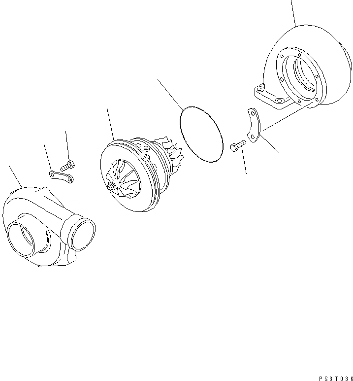 Схема запчастей Komatsu SAA6D108E-2A-C8 - ТУРБОНАГНЕТАТЕЛЬ (ВНУТР. ЧАСТИ)(№8-) ДВИГАТЕЛЬ