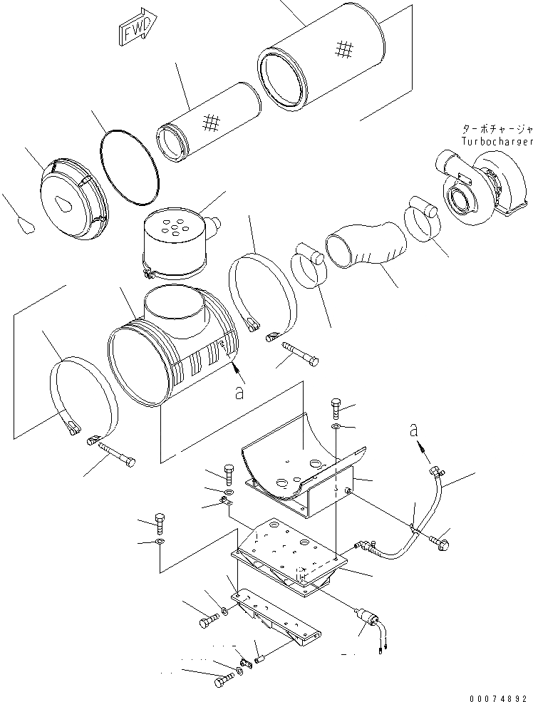 Схема запчастей Komatsu SAA6D170E-3D-8 - ВОЗДУХООЧИСТИТЕЛЬ КРЕПЛЕНИЕ(№-) ДВИГАТЕЛЬ