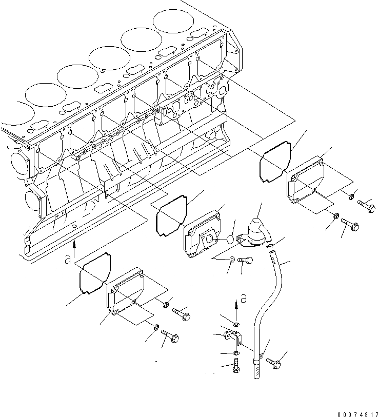 Схема запчастей Komatsu SAA6D170E-3D-8 - КРЫШКА ТОЛКАТЕЛЕЙ КЛАПАНА (НОВ. ОГРАНИЧ. ПО ШУМУ ЕС OF 1)(№-) ДВИГАТЕЛЬ