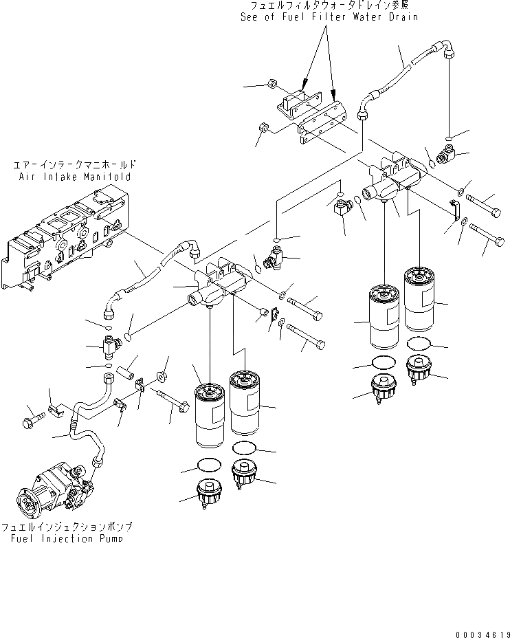 Схема запчастей Komatsu SAA6D170E-3D-8 - ТОПЛИВН. ФИЛЬТР. КРЕПЛЕНИЕ (СПЕЦ-Я ДЛЯ ОЧ. ПЛОХ. ТОПЛИВА)(№7-) ДВИГАТЕЛЬ
