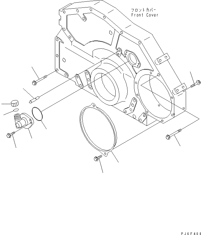 Схема запчастей Komatsu SAA6D125E-3H-8M - ЭЛЕМЕНТЫ ПЕРЕДН. КРЫШКИ (МЕХ-М ОТБОРА МОЩНОСТИ КРЫШКАAND POINTER) (С ПРИВОДОМ ТАХОМЕТРА)(№88-) ДВИГАТЕЛЬ