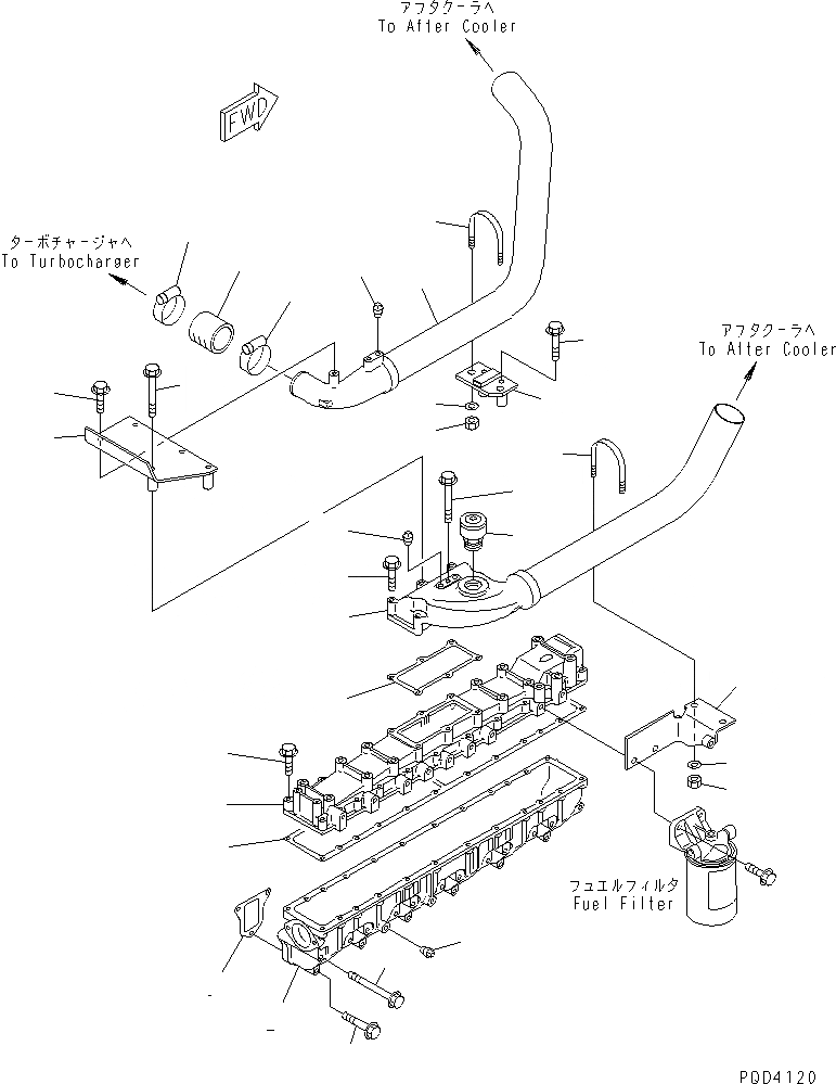 Схема запчастей Komatsu SAA6D108E-2B-N8 - ТРУБОПРОВОД ВПУСКА ВОЗДУХА (ДЛЯ МЕХАНИЧ. РЕГУЛИР.)(№-) ДВИГАТЕЛЬ