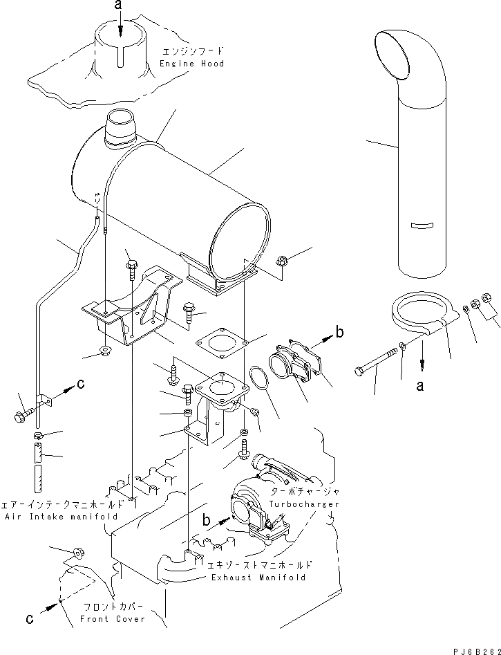 Схема запчастей Komatsu SAA6D108E-2B-N8 - ГЛУШИТЕЛЬ(№79-8) ДВИГАТЕЛЬ