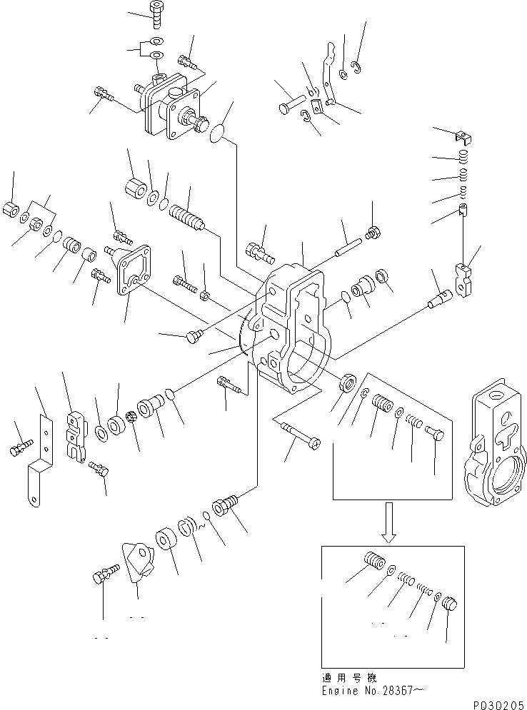 Схема запчастей Komatsu SAA6D108E-2B-N8 - ТОПЛ. НАСОС (РЕГУЛЯТОР) (/) (МЕХАНИЧ. РЕГУЛИР. ТИП) (ВНУТР. ЧАСТИ)(№-) ДВИГАТЕЛЬ