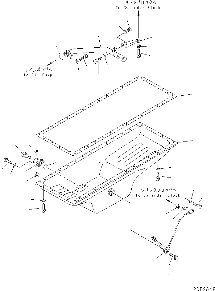 Схема запчастей Komatsu SAA6D140E-2A-8 - МАСЛЯНЫЙ ПОДДОН И ВСАСЫВАЮЩИЙ ПАТРУБОК (С ДАТЧИК УР-НЯ МАСЛА)(№99-) ДВИГАТЕЛЬ