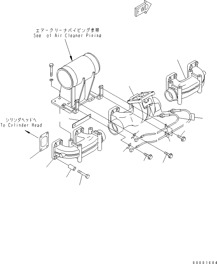 Схема запчастей Komatsu SAA6D170E-3E-8 - ВЫПУСКНОЙ КОЛЛЕКТОР (С ДАТЧИК ТЕМПЕР. ВЫХЛ. ГАЗОВ) (С VEHICLE HEALTH СИСТЕМА МОНИТОРА)(№-) ДВИГАТЕЛЬ