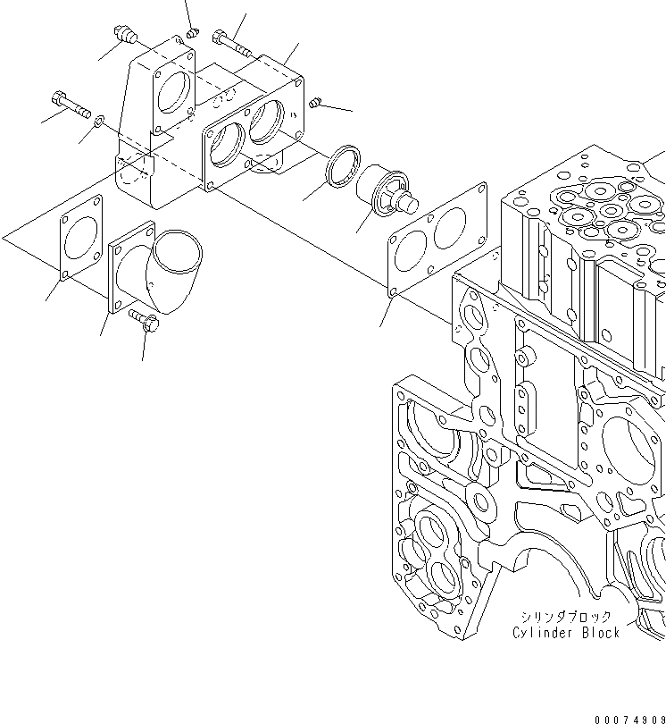 Схема запчастей Komatsu SAA6D170E-3E-8 - ТЕРМОСТАТ(№-) ДВИГАТЕЛЬ