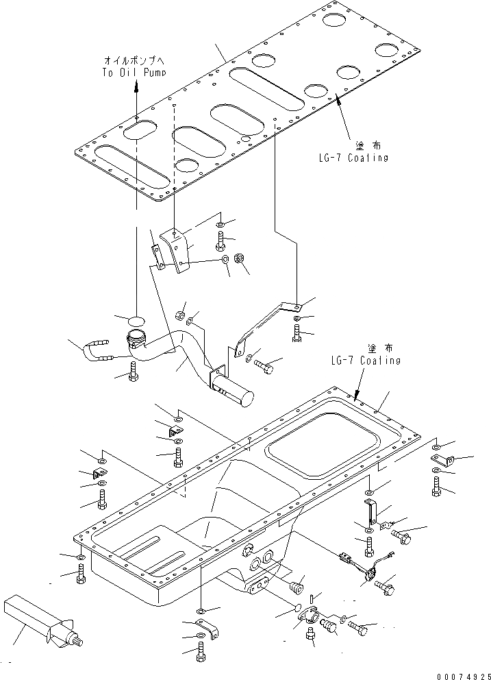 Схема запчастей Komatsu SAA6D170E-3E-8 - МАСЛЯНЫЙ ПОДДОН И ВСАСЫВАЮЩИЙ ПАТРУБОК(№-) ДВИГАТЕЛЬ