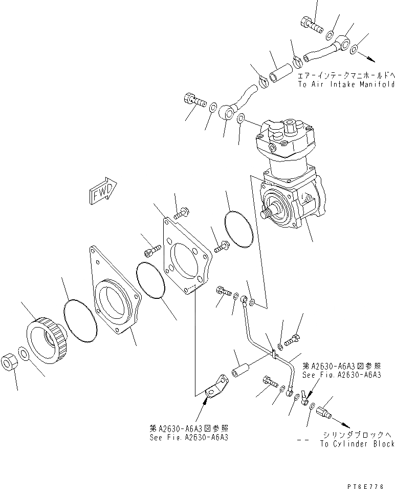 Схема запчастей Komatsu SAA6D170E-3E-8 - КРЕПЛЕНИЕ КОНДИЦИОНЕРА (/)(№-) ДВИГАТЕЛЬ