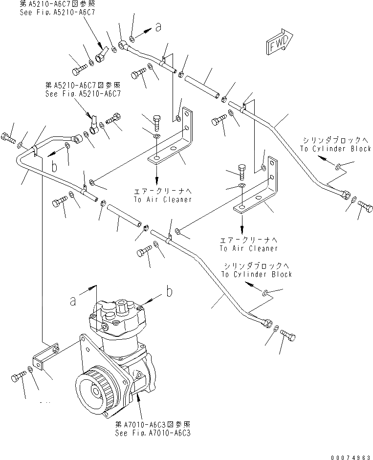 Схема запчастей Komatsu SAA6D170E-3E-8 - КРЕПЛЕНИЕ КОНДИЦИОНЕРА (ВОДН. ГИДРОЛИНИЯ) (/)(№-) ДВИГАТЕЛЬ